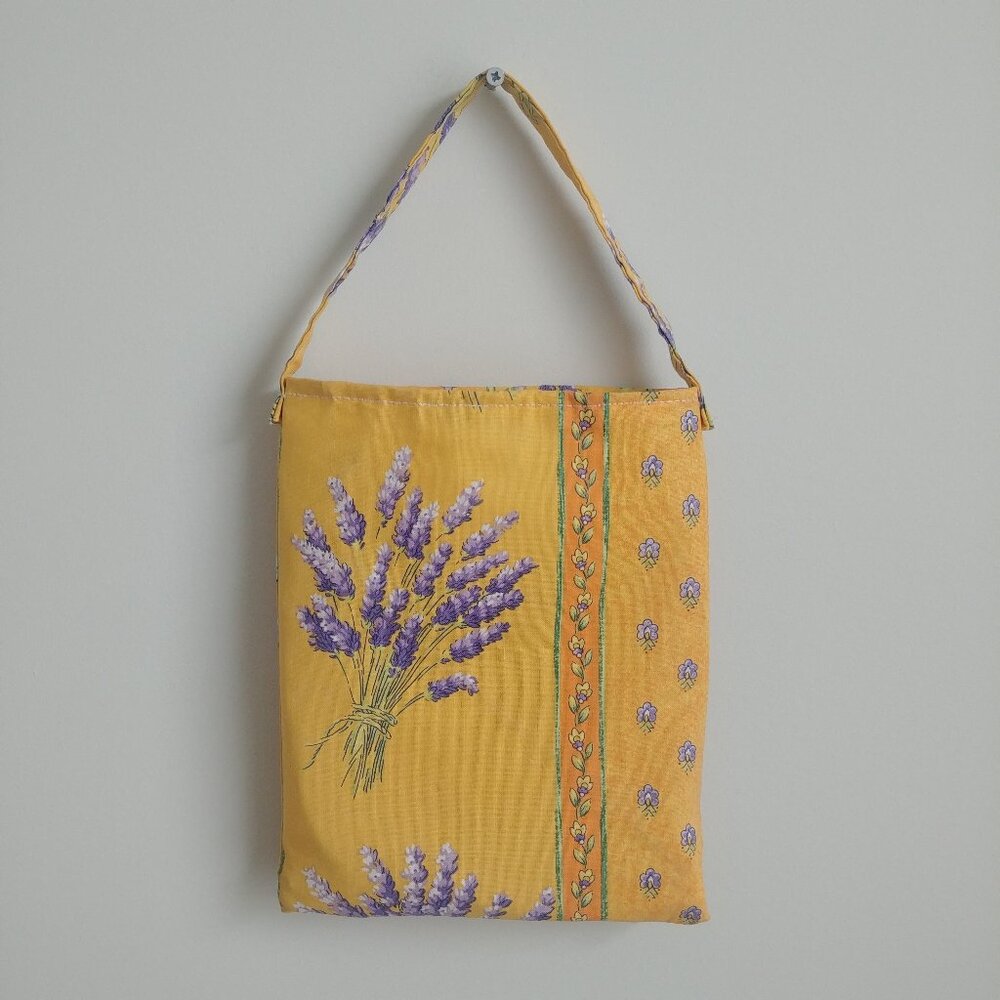 4/$20 Handmade little yellow purple lavender flower fabric bag